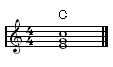Dur-Dreiklang in der 1. Umkehrung als Akkord im Notenbild